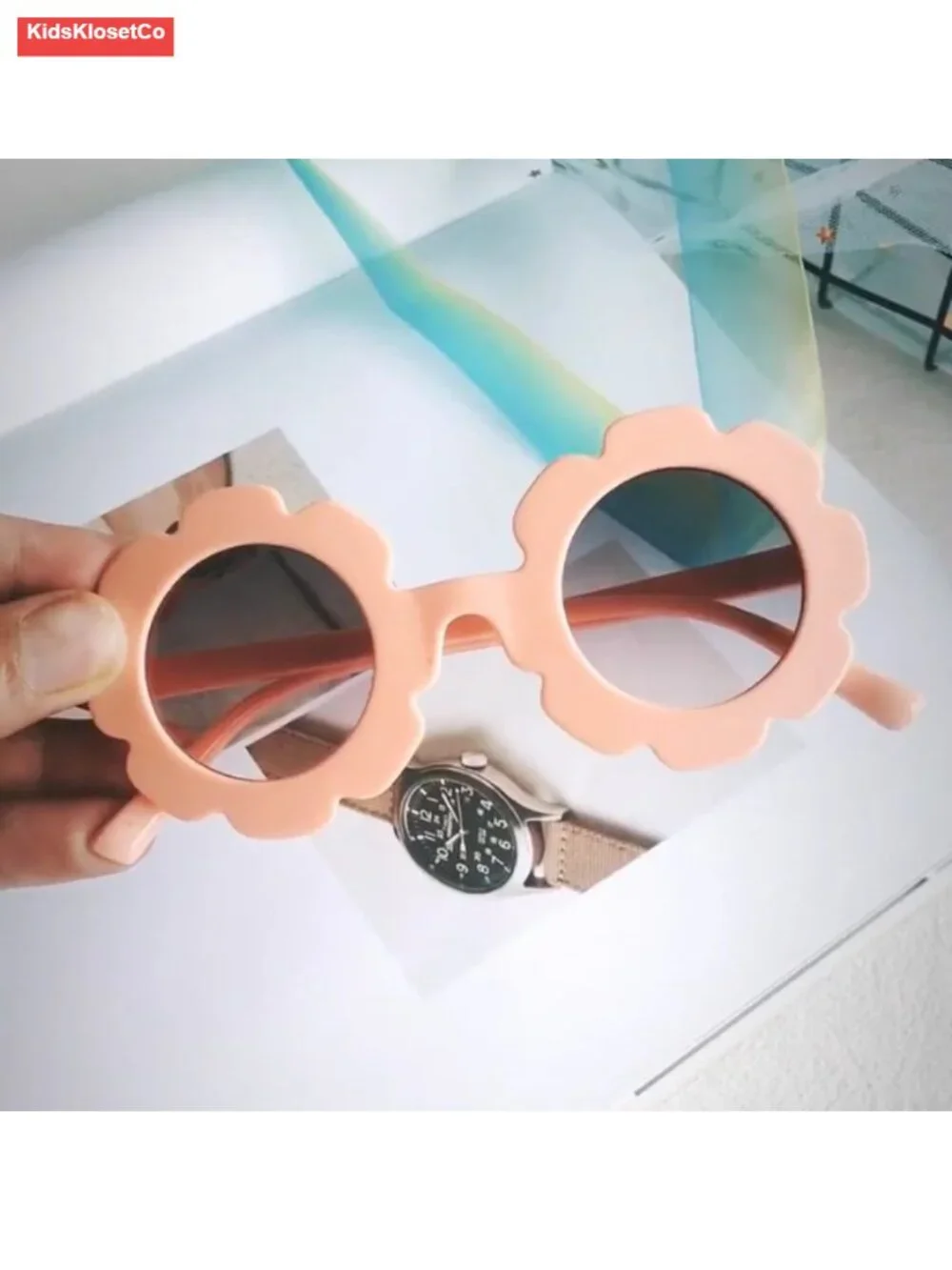 Toddler Flower Sunglasses UV400 Protection Spring Hinge Plastic Frame Age 3-8